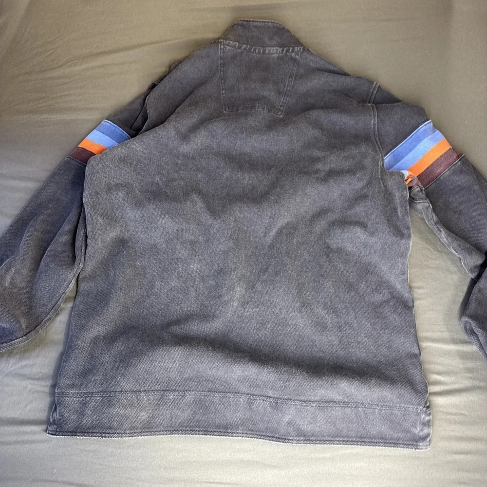 Crew Clothing‎ Company men's M navy cotton Tripe 1/4 zip top, Thick Heavy Nice!